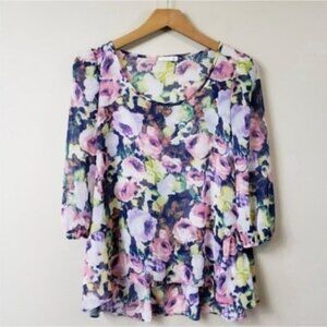 Soprano | Semi-Sheer Floral Blouse